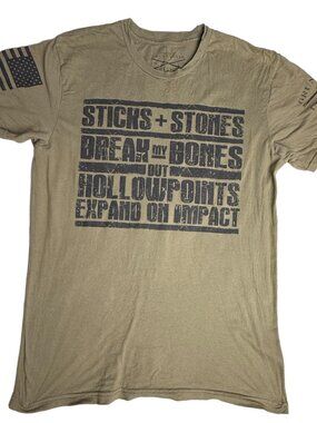 Grunt Style Army Green Sticks & Stones Mens Large Short Sleeve T Shirt